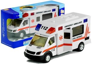 Ambulanssiauto valoilla ja äänitehosteella, 1:48 hinta ja tiedot | Poikien lelut | hobbyhall.fi