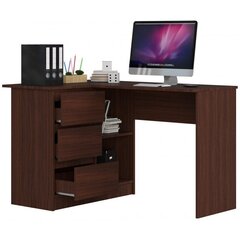 Työpöytä NORE B16, vasen, tummanruskea hinta ja tiedot | Tietokonepöydät ja työpöydät | hobbyhall.fi